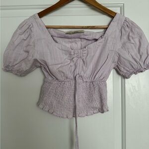 Pastel purple puff shoulder top